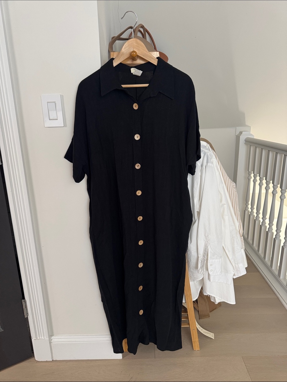 Black Oversized Button Down Dress